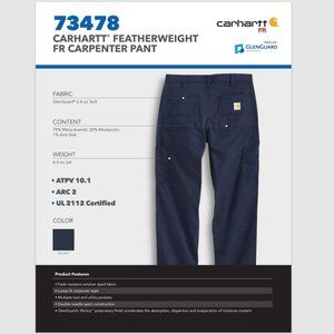 NEW Carhartt featherweight FR carpenter Pant - Navy Blue (multiple sizes)